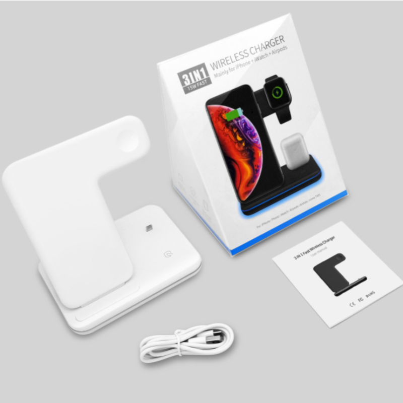 Mobile Phone Watch Earphone Wireless Charger 3 In 1 Wireless Charger Stand